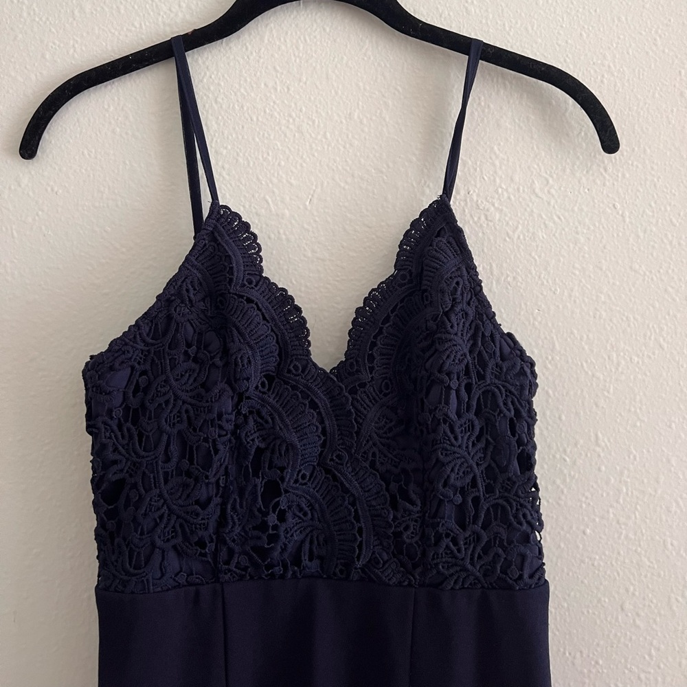 Lulus navy blue maxi dress with slit - size: XS ; worn once